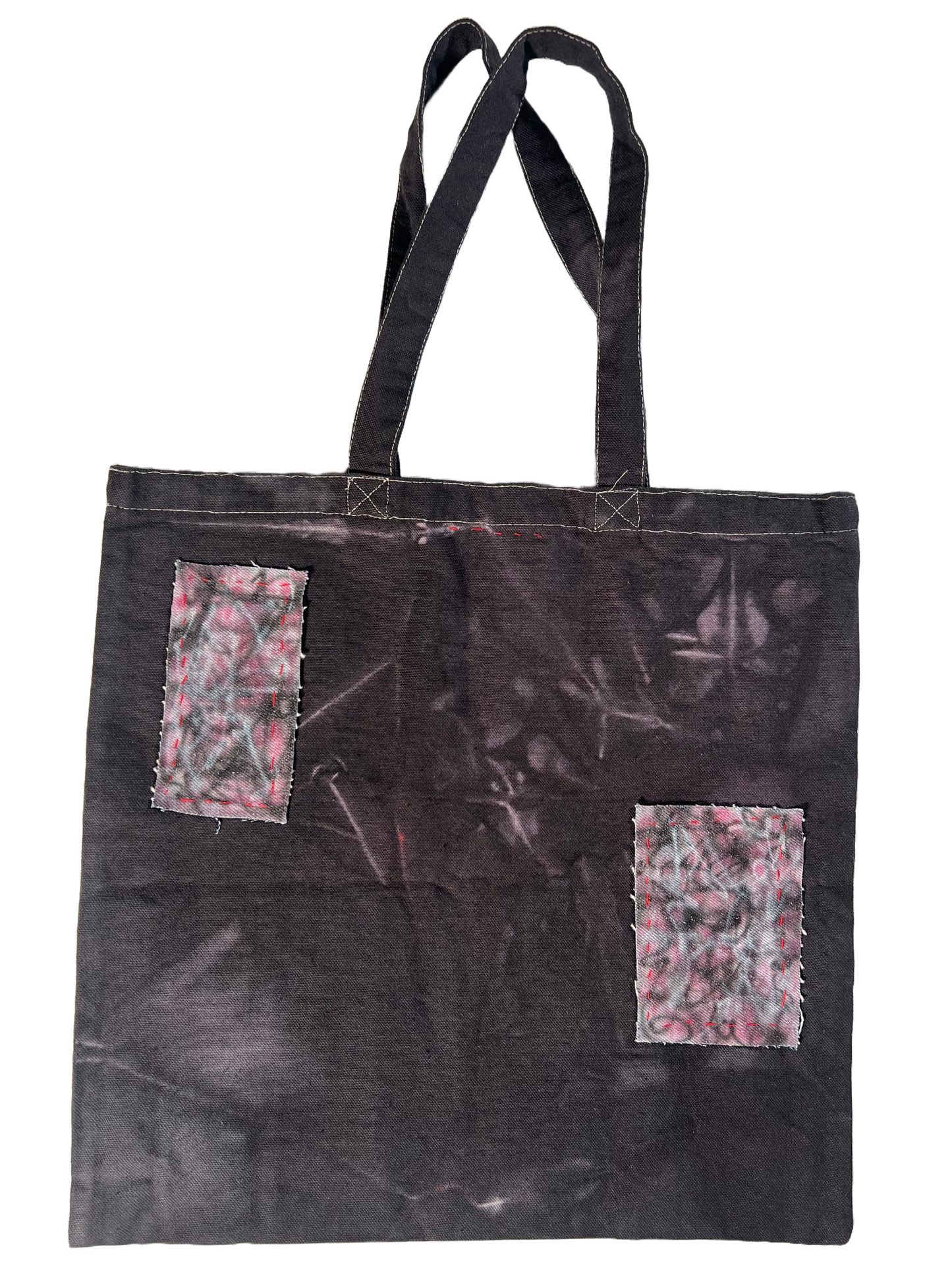 Denim Patched Tote (red)