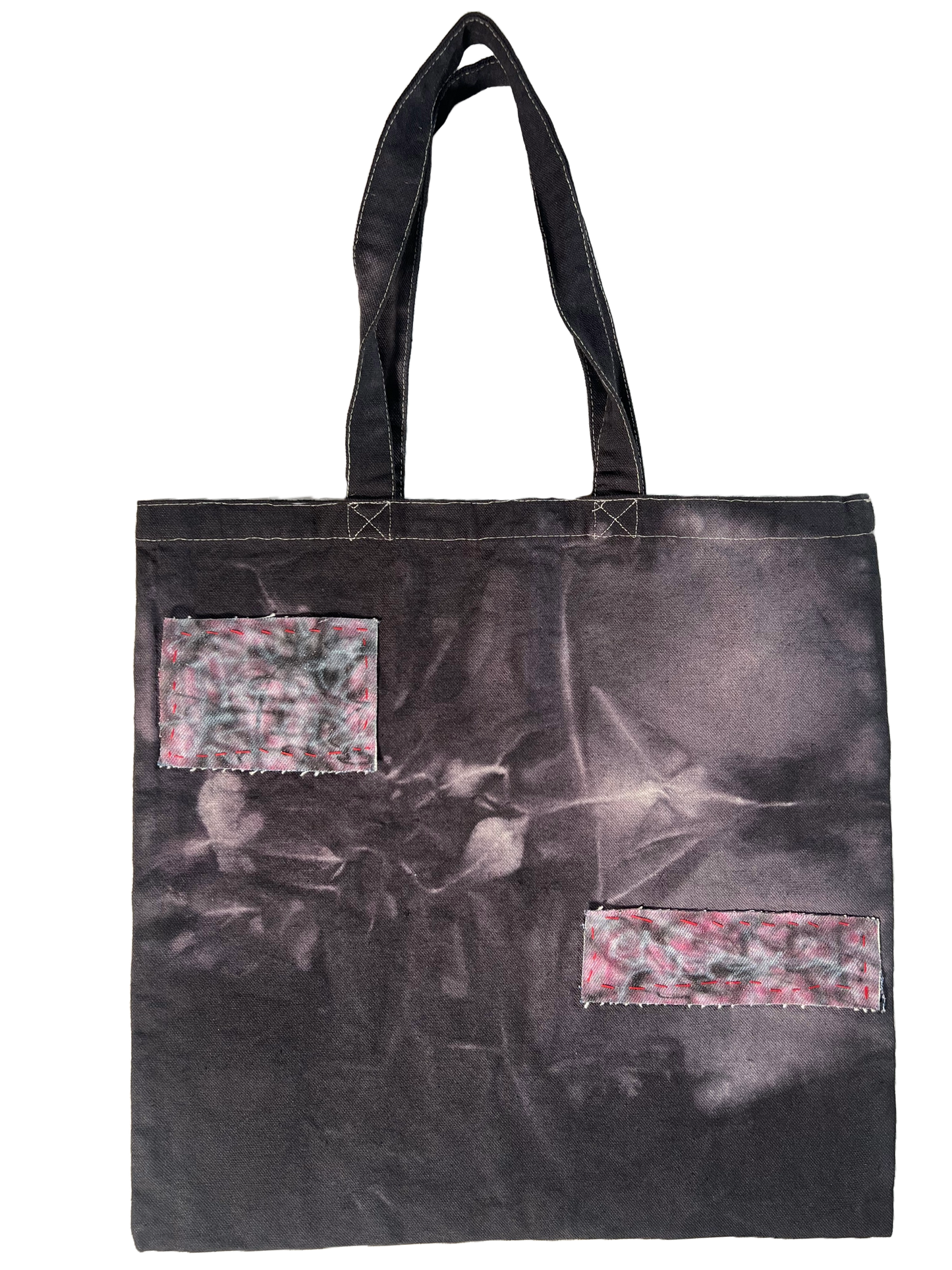 Denim Patched Tote (red)